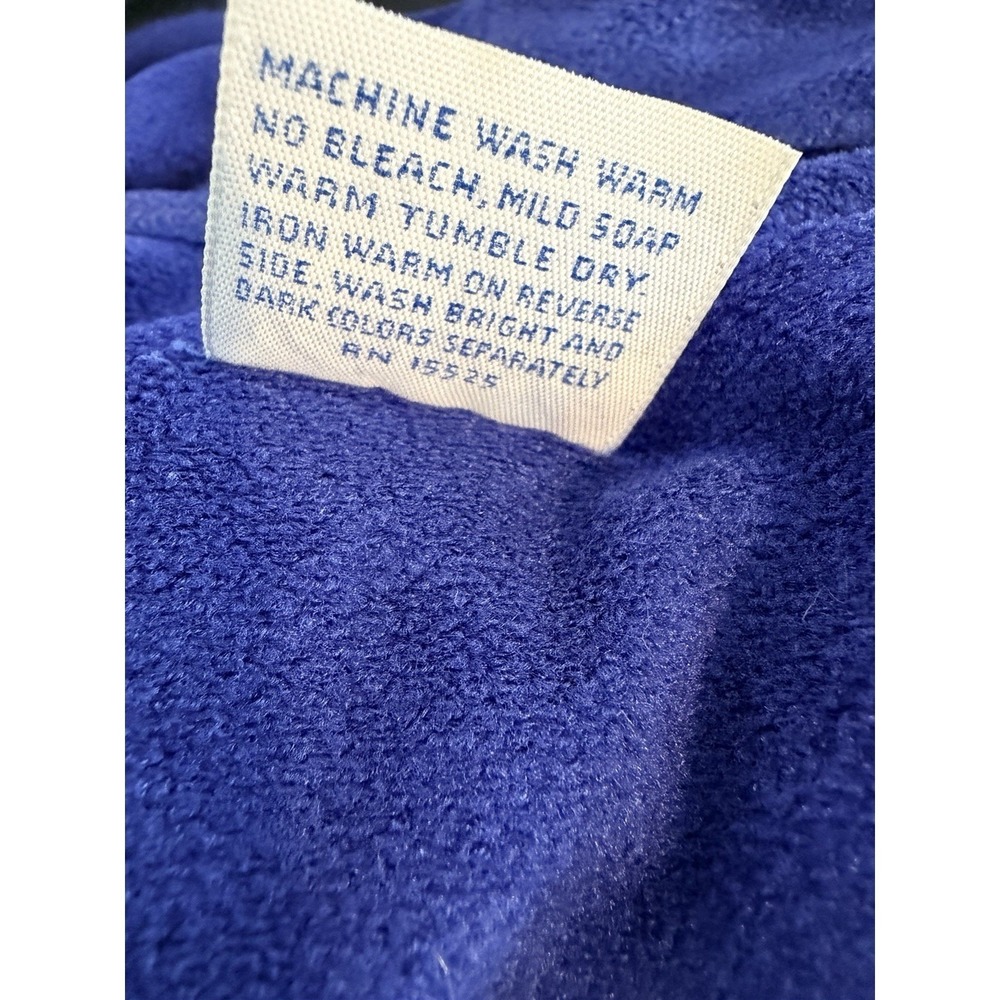 Vintage Carole Blue‎ With White Piping Micro Fleece Long Robe Tie Waist Size M - Picture 10 of 10